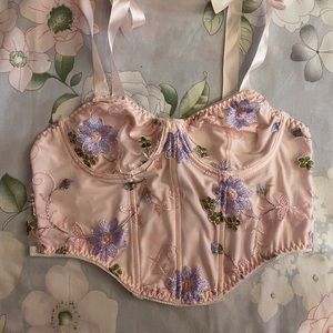 Floral & lacy crop top, floral tank top, floral corset crop top